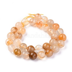Natural Yellow Hematoid Quartz/Golden Healer Quartz Beads Strands&nbsp;G-M369-03A