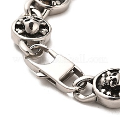 304 Stainless Steel Skull Link Chain Bracelets&nbsp;BJEW-E094-08AS