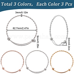 9Pcs 3 Colors Stainless Steel Twist Bangles for Women&nbsp;FIND-SC0010-03