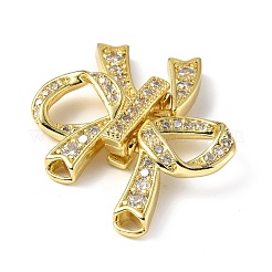 Rack Plating Brass Micro Pave Clear Cubic Zirconia Fold Over Clasps&nbsp;KK-G448-02G