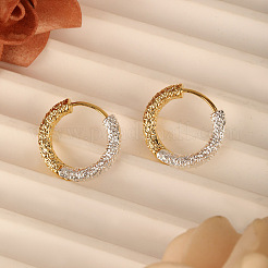 Two Tone Color Brass Textured Ring Huggie Hoop Earrings for Women&nbsp;WGBED22-01