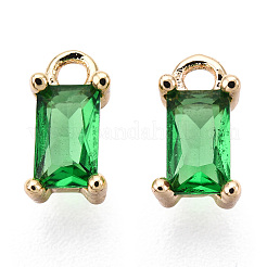 Brass Green Cubic Zirconia Charms&nbsp;KK-S350-367D-C-NF