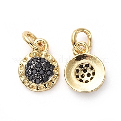 Brass Micro Pave Black Cubic Zirconia Charms&nbsp;KK-I658-54