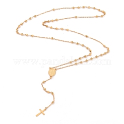 304 Stainless Steel Rosary Bead Necklaces For Religion&nbsp;X-STAS-B021-02G