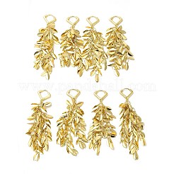 Rack Plating Brass Leaf Dangle Hoop Earring&nbsp;EJEW-E270-06G