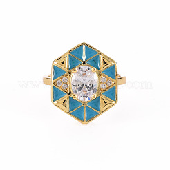 Brass Micro Pave Clear Cubic Zirconia Cuff Rings&nbsp;RJEW-S045-084-NR