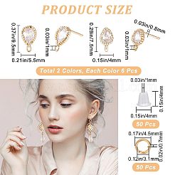 12Pcs 2 Style Brass Stud Earring Findings&nbsp;KK-CN0001-92