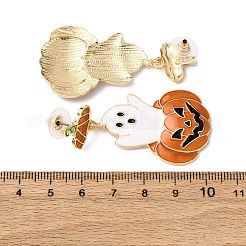 Ghost with Pumpkin Alloy Dangle Stud Earrings&nbsp;EJEW-Z142-142