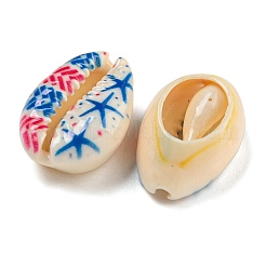 Printed Natural Shell Beads&nbsp;BSHE-G037-01I
