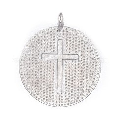 Jesus Pattern Flat Round Alloy Pendants&nbsp;PALLOY-F061-02P