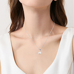 1Pc Natural Pearl Pendant Necklaces with 925 Sterling Paperclip Chains&nbsp;NJEW-BBC0001-15