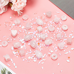24Pcs 4 Styles Natural Rose Quartz European Beads&nbsp;G-AR0005-34