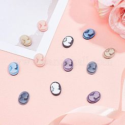 Resin Cameo Lady Head Cabochons&nbsp;CRES-CA0001-02