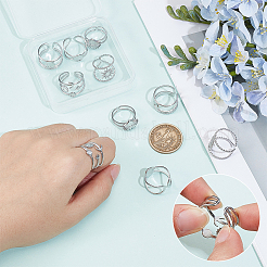 10Pcs 5 Styles 304 Stainless Steel Cuff Rings Components&nbsp;STAS-ME0003-25