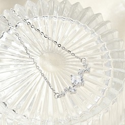 Sterling Silver Micro Pave Cubic Zirconia Link Bracelets&nbsp;BJEW-V008-02P