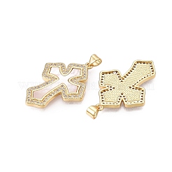 Brass Micro Pave Clear Cubic Zirconia Pendants&nbsp;KK-N254-194G