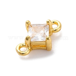 Brass Cubic Zirconia Rhombus Connector Charms&nbsp;KK-F894-12G-06