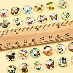 60Pcs Half Round with Butterfly Glass Cabochons&nbsp;GGLA-FS0001-16B