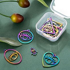 10Pcs 5 Style Ion Plating(IP) 201 Stainless Steel Pendants&nbsp;STAS-LS0001-64MC