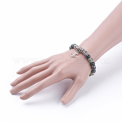 Natural Moss Agate Charm Bracelets&nbsp;BJEW-JB03403-03