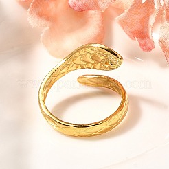 201 Stainless Steel Enamel Snake Open Cuff Ring for Women&nbsp;LS-RJEW-A053-05G-01
