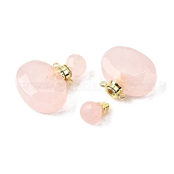 Natural Rose Quartz Perfume Bottle Pendants&nbsp;G-L623-07G-04