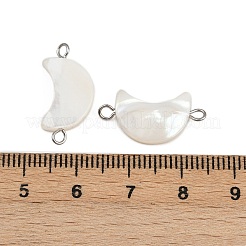 Natural Shell Moon Connector Charms&nbsp;STAS-D378-24P