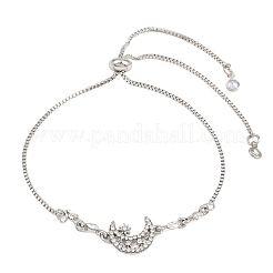 Adjustable Alloy Pave Clear Cubic Zirconia Moon with Star Slider Beacelets for Women&nbsp;AL-CBA3C8B-11P