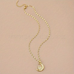 Moon & Heart Brass Micro Pave Clear Cubic Zirconia Pendant Necklaces&nbsp;FS-WG7C282-01