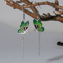 Alloy Enamel Butterfly Dangle Earrings for Women&nbsp;WG8FBC4-01