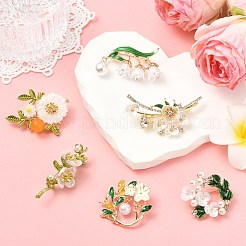 6Pcs 6 Styles Daisy & Leaf Resin Pins&nbsp;JEWB-CJ0002-96