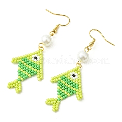 304 Stainless Steel with Glass Cylinder Seed Beads Dangle Earrings&nbsp;EJEW-MZ00815-01