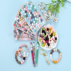 89Pcs Colorful Pattern Printed Silicone Beads Sets&nbsp;SIL-SZ0002-54D
