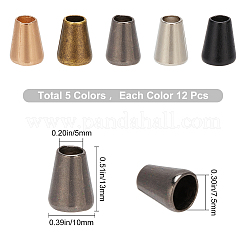 60Pcs 5 Colors Zinc Alloy Cord Ends&nbsp;FIND-GF0003-13