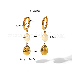 Stainless Steel & Freshwater Pearl Teardrop Hoop Earrings&nbsp;NL4895