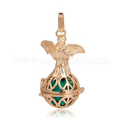 Golden Plated Brass Hollow Round Cage Pendants&nbsp;KK-J251-09G
