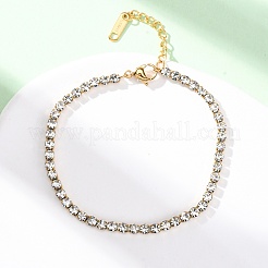 304 Stainless Steel Rhinestone Cup Chain Bracelets for Women&nbsp;BJEW-G753-01G-01