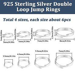 24Pcs 4 Styles 925 Sterling Silver Split Jump Rings&nbsp;STER-SC0001-43