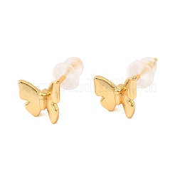 Brass Micro Pave Clear Cubic Zirconia Butterfly Stud Earrings&nbsp;EJEW-C158-16A-G
