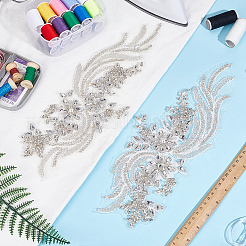 2Pcs Polyester Handicraft Flower Beading Felt Appliques&nbsp;DIY-HY0003-18A