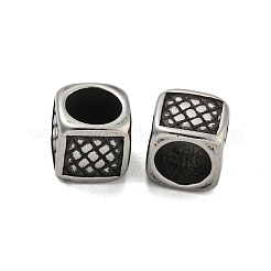 Cube 304 Stainless Steel European Beads&nbsp;STAS-E214-02AS