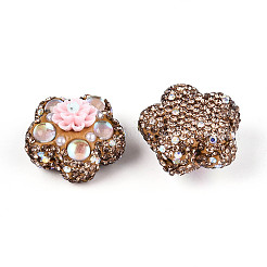Flower Shape Polymer Clay Rhinestone Beads&nbsp;CLAY-U023-01C