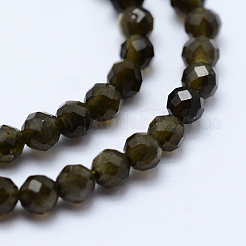Natural Golden Sheen Obsidian Beads Strands&nbsp;G-J369-16-3mm