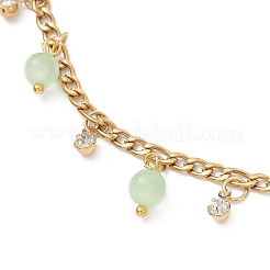 4Pcs 4 Styles Cat Eye Round Tassel 304 Stainless Steel Twisted Chain Anklets for Women&nbsp;AJEW-AN00698