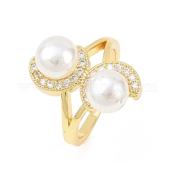 Brass Micro Pave Cubic Zirconia Finger Rings for Women&nbsp;RJEW-D340-02G-08