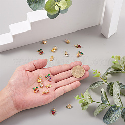 16Pcs 8 Style Brass Micro Pave Gold Cubic Zirconia Charms&nbsp;ZIRC-FW0001-01