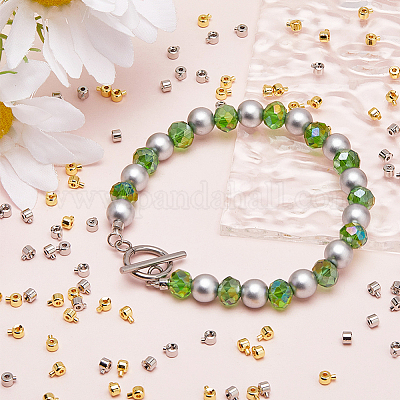 100Pcs 2 Colors Brass Crimp Beads&nbsp;KK-BBC0014-31-1