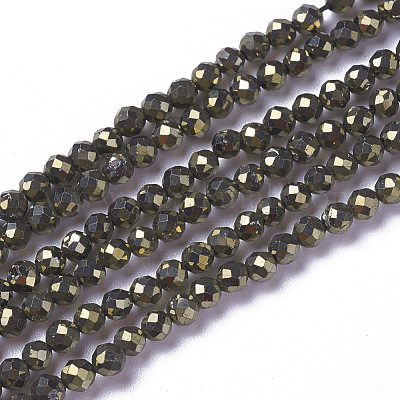 Natural Pyrite Beads Strands&nbsp;G-F596-38-3mm-1