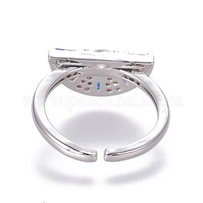 Brass Cubic Zirconia Cuff Rings&nbsp;RJEW-O035-02P-1