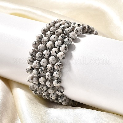 Natural Sesame Jasper/Kiwi Jasper Bead Stretch Bracelets&nbsp;BJEW-K212-A-033-1